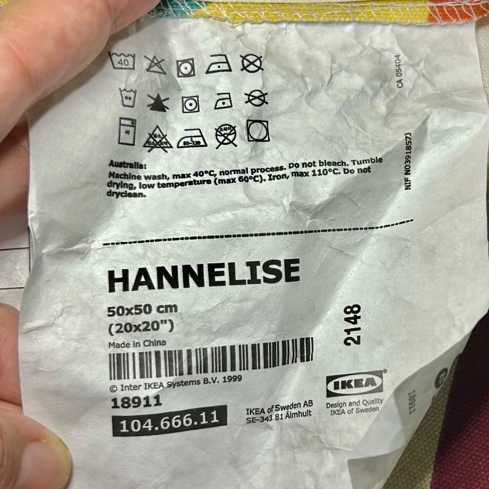 IKEA HANNELISE Multicolor 20x20 Pillow Cover